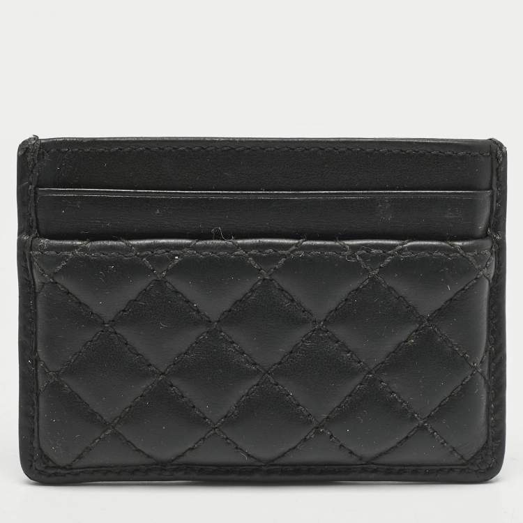 Pre Owned Gucci Black Quilted Leather GG Marmont Card Holder