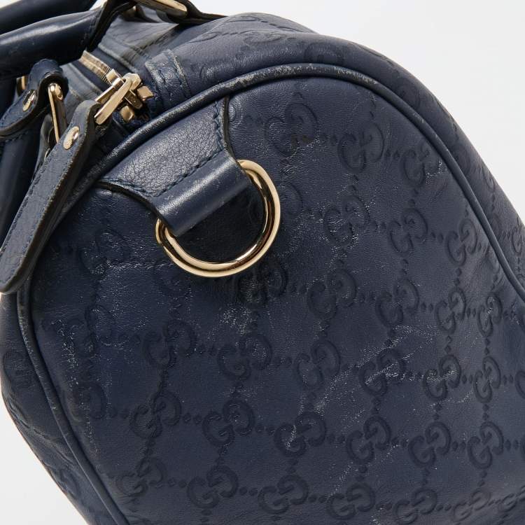 Pre Owned Gucci Navy Blue Guccissima Leather Medium Joy Boston Bag