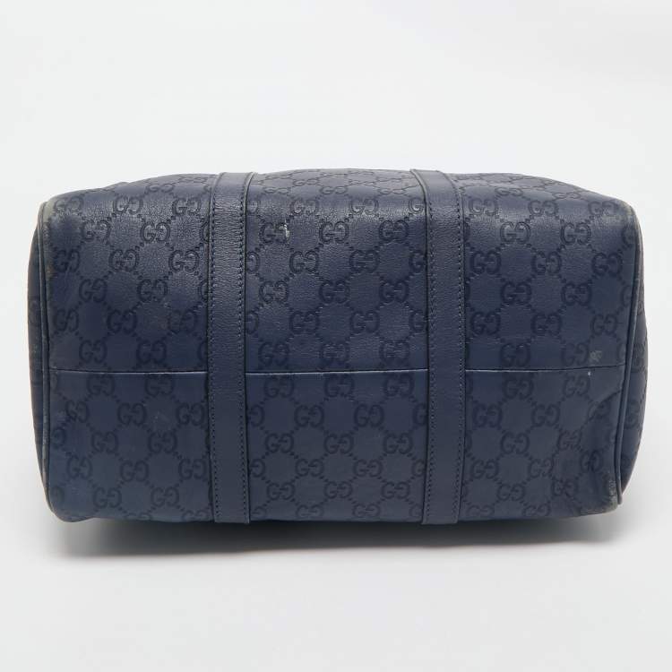 Pre Owned Gucci Navy Blue Guccissima Leather Medium Joy Boston Bag