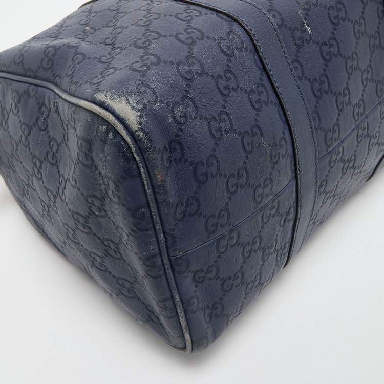 Pre Owned Gucci Navy Blue Guccissima Leather Medium Joy Boston Bag