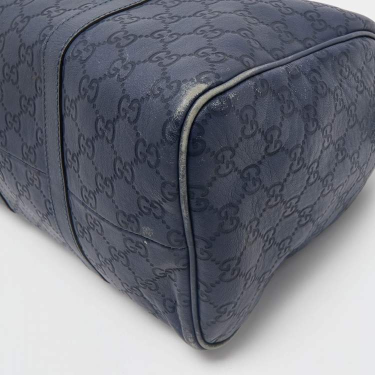 Pre Owned Gucci Navy Blue Guccissima Leather Medium Joy Boston Bag
