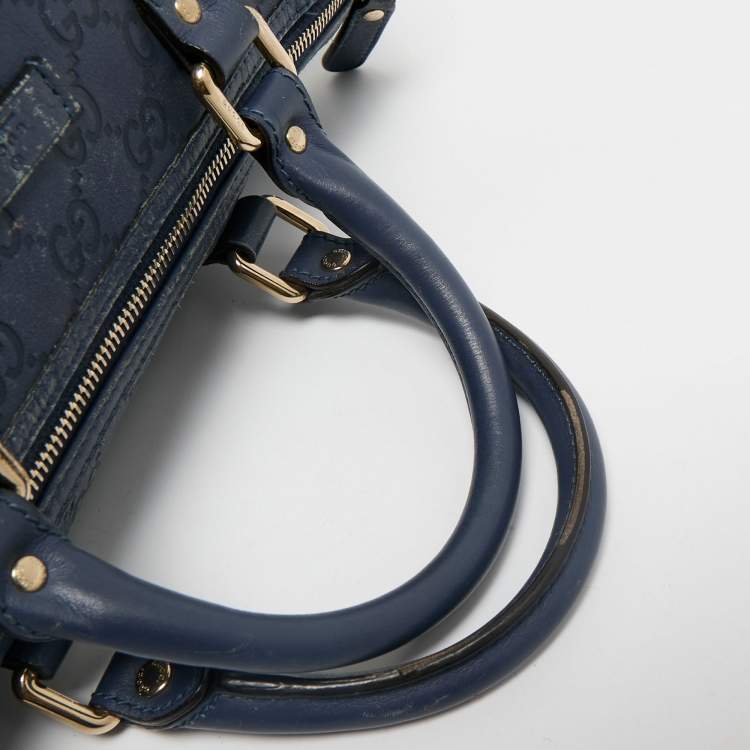 Pre Owned Gucci Navy Blue Guccissima Leather Medium Joy Boston Bag