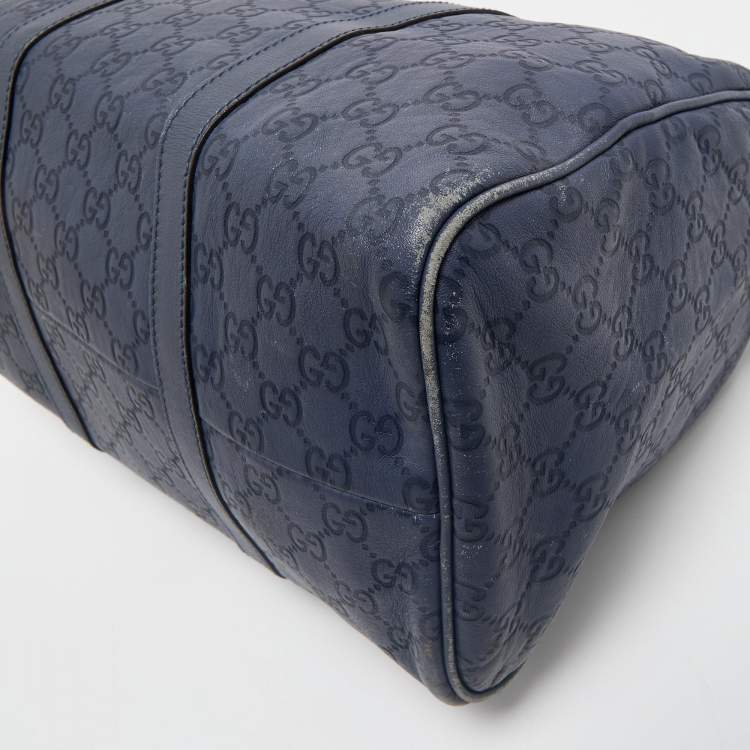 Pre Owned Gucci Navy Blue Guccissima Leather Medium Joy Boston Bag