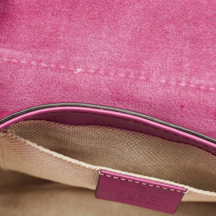 Pre Owned Gucci Fuchsia Patent Leather Soho Flap Shoulder Bag