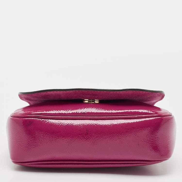 Pre Owned Gucci Fuchsia Patent Leather Soho Flap Shoulder Bag