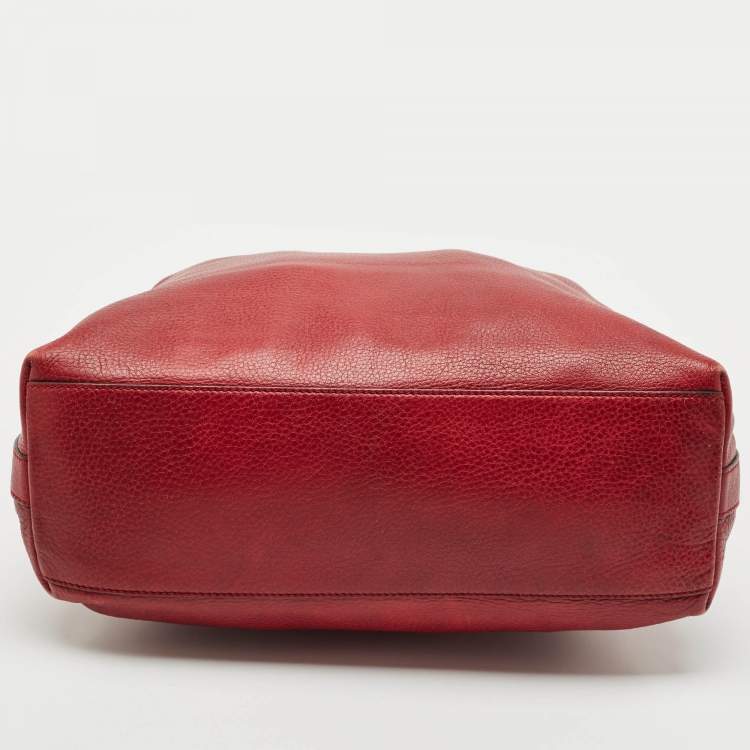 Pre Owned Gucci Red Leather Miss GG Hobo