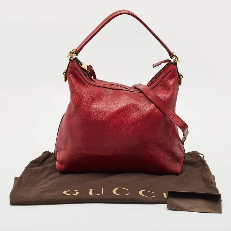 Pre Owned Gucci Red Leather Miss GG Hobo