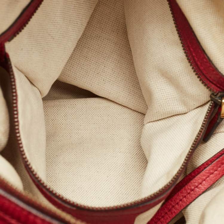 Pre Owned Gucci Red Leather Miss GG Hobo