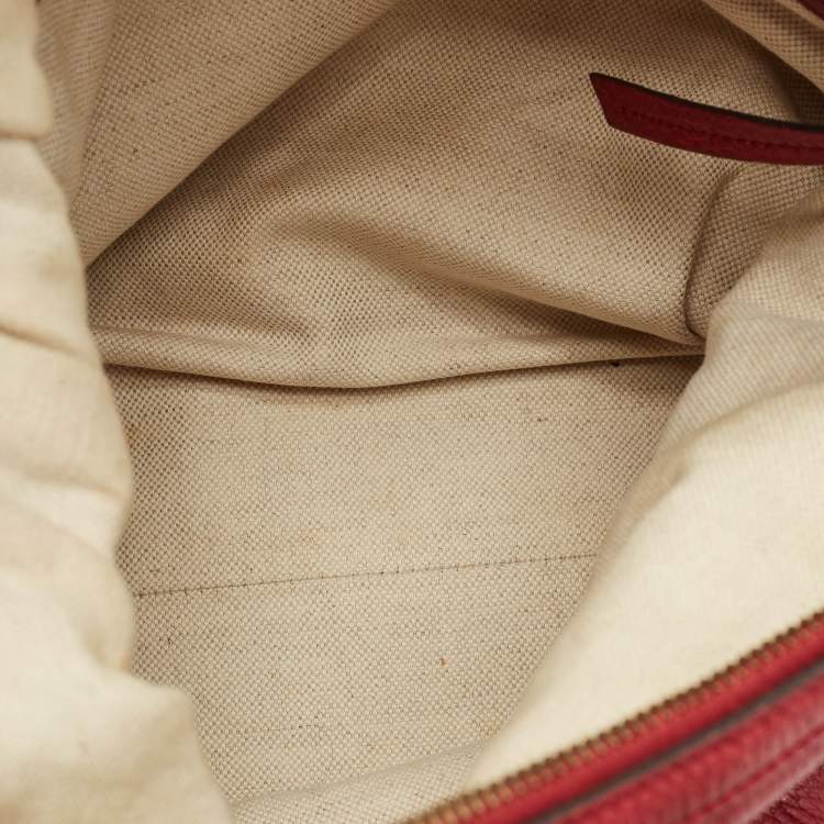 Pre Owned Gucci Red Leather Miss GG Hobo
