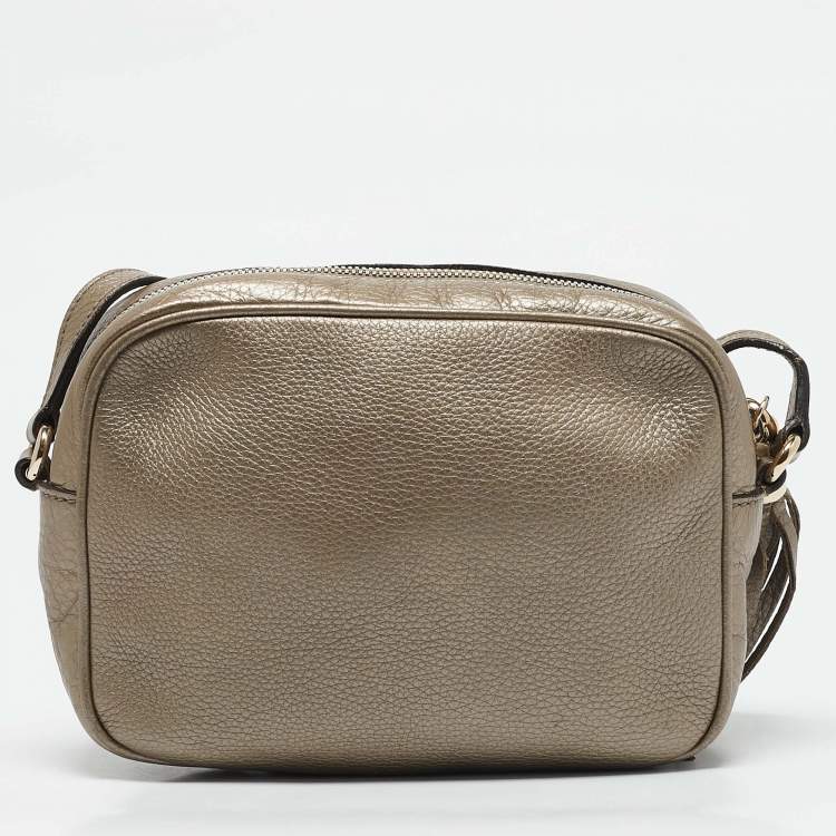 Pre Owned Gucci Metallic Leather Soho Disco Camera Crossbody Bag
