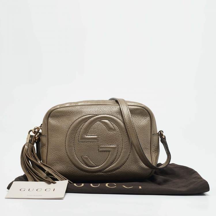 Pre Owned Gucci Metallic Leather Soho Disco Camera Crossbody Bag