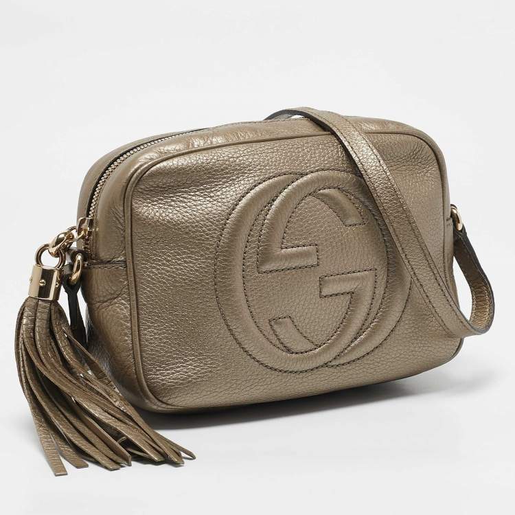 Pre Owned Gucci Metallic Leather Soho Disco Camera Crossbody Bag