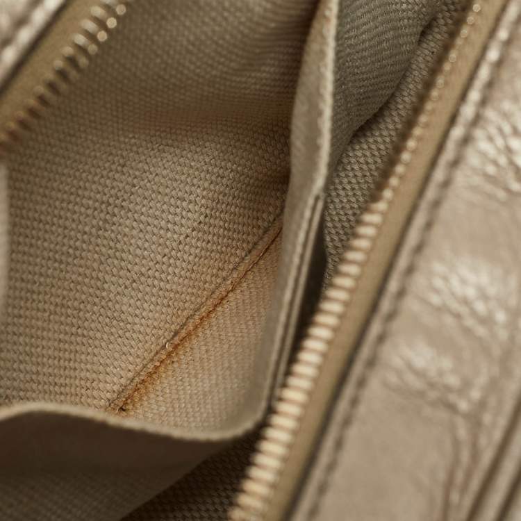 Pre Owned Gucci Metallic Leather Soho Disco Camera Crossbody Bag