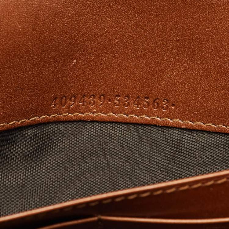 Pre Owned Gucci Brown/Beige Canvas and Leather Bee Web Wallet on Strap