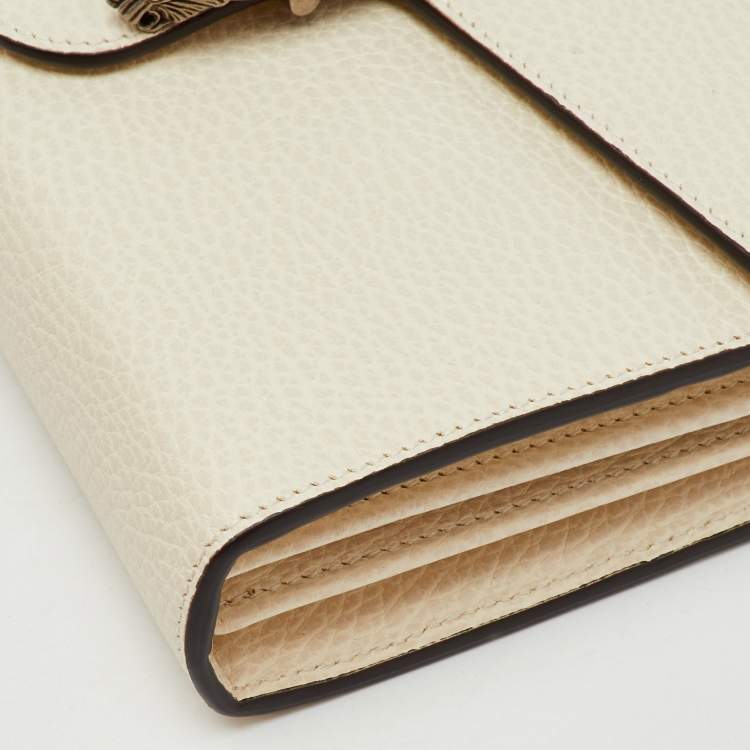 Pre Owned Gucci White Leather Dionysus Wallet on Chain