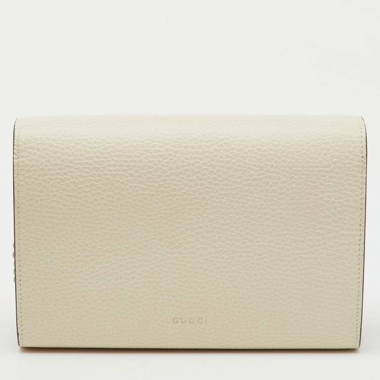 Pre Owned Gucci White Leather Dionysus Wallet on Chain