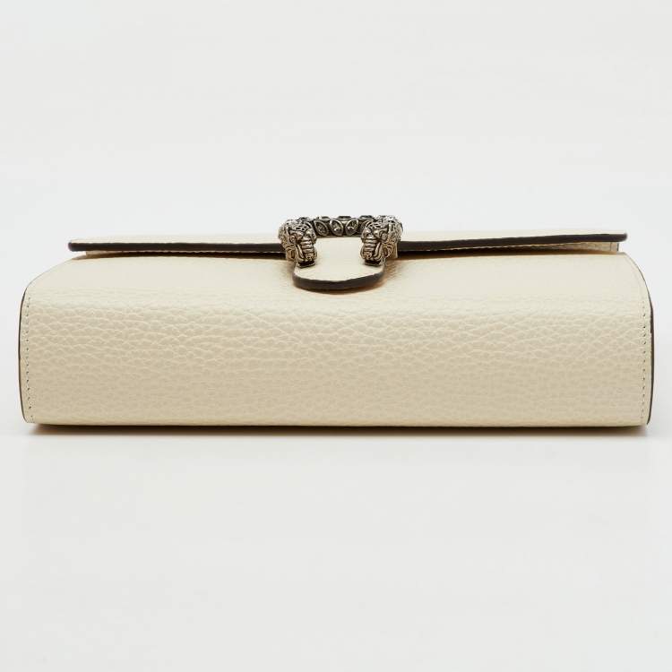 Pre Owned Gucci White Leather Dionysus Wallet on Chain