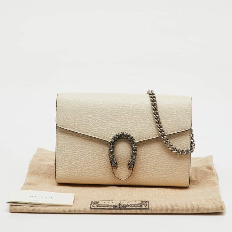 Pre Owned Gucci White Leather Dionysus Wallet on Chain