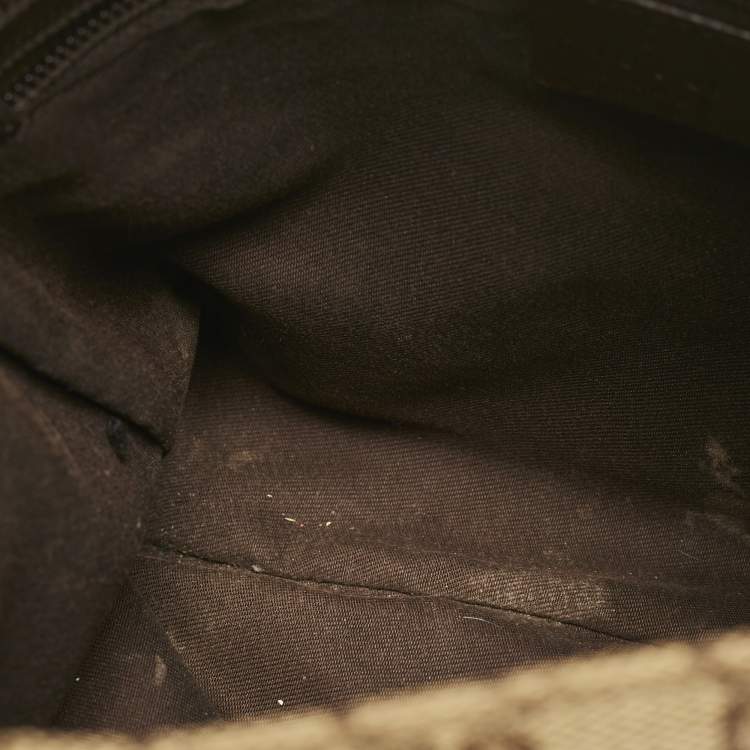 Pre Owned Gucci Beige GG Canvas Web Flat Messenger Bag