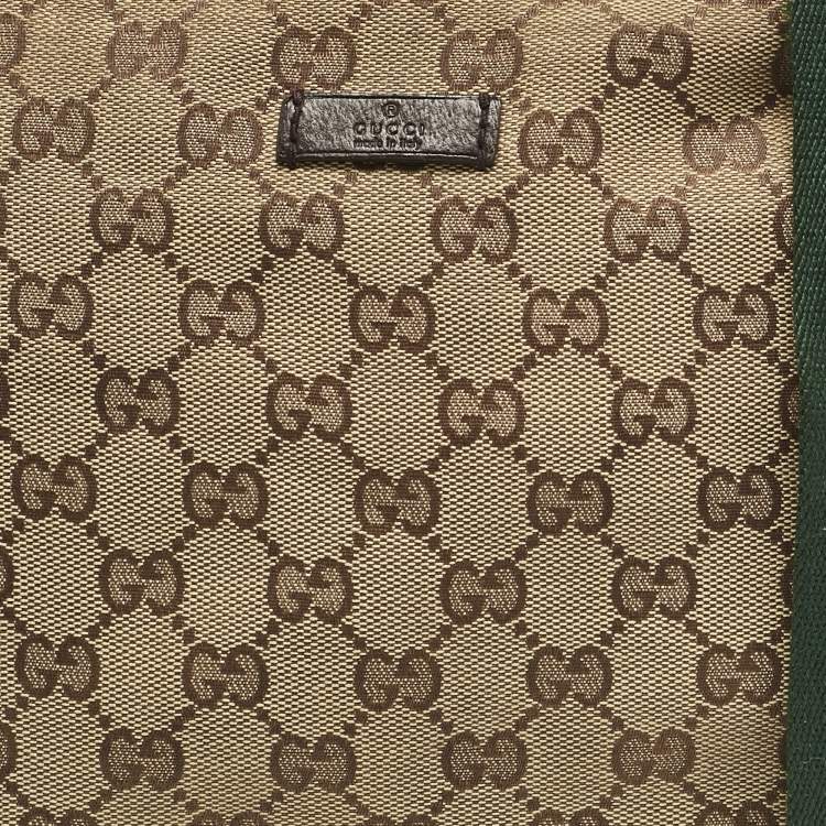 Pre Owned Gucci Beige GG Canvas Web Flat Messenger Bag