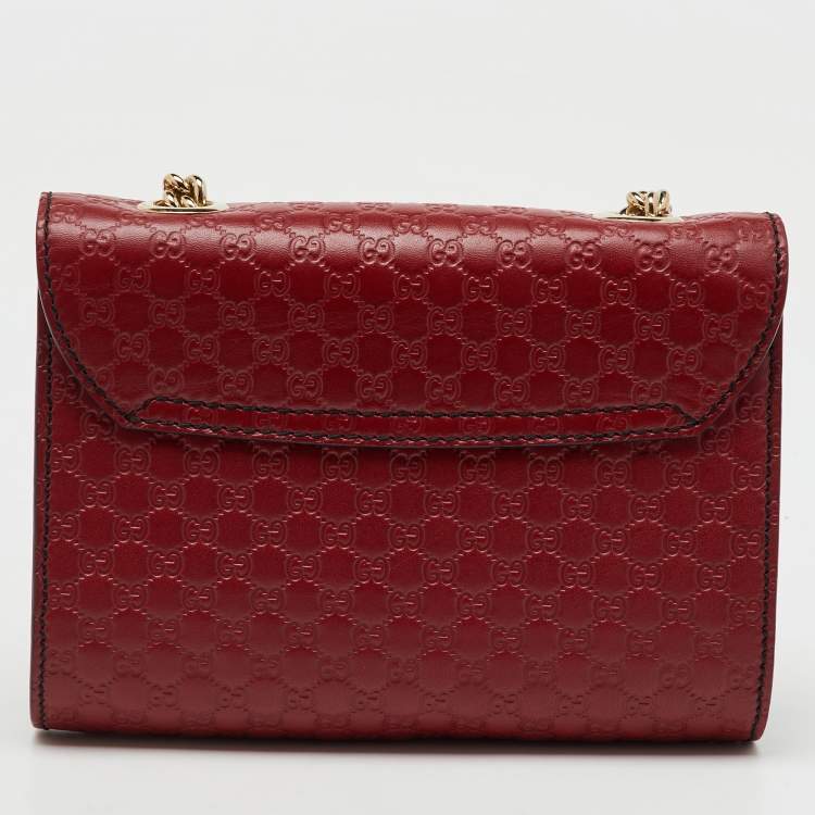 Pre Owned Gucci Red Microguccissima Leather Mini Emily Chain Crossbody Bag