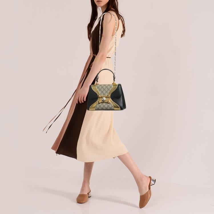 مملوكة مسبقًا Gucci Tri Color GG Supreme Canvas and Leather Osiride Small Top Handle Bag
