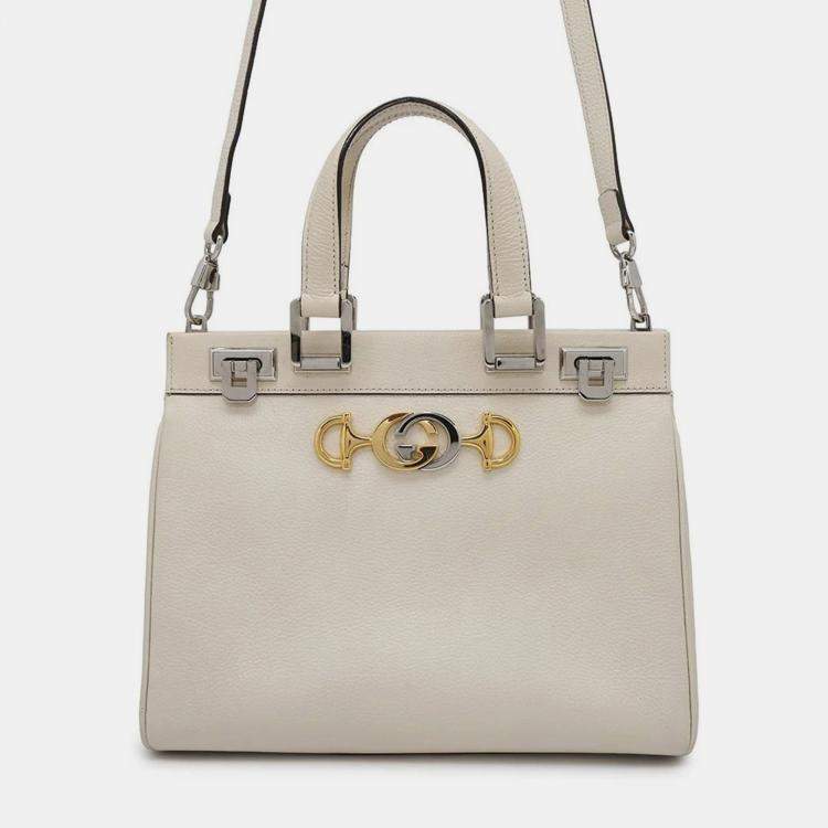 Pre Owned Gucci Zumi 2Wayhandbag Ivory Leather
