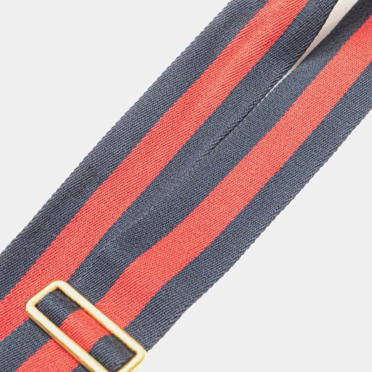 Pre Owned Gucci Navy Blue Red Medium Leather Bamboo Dionysus Web Satchel