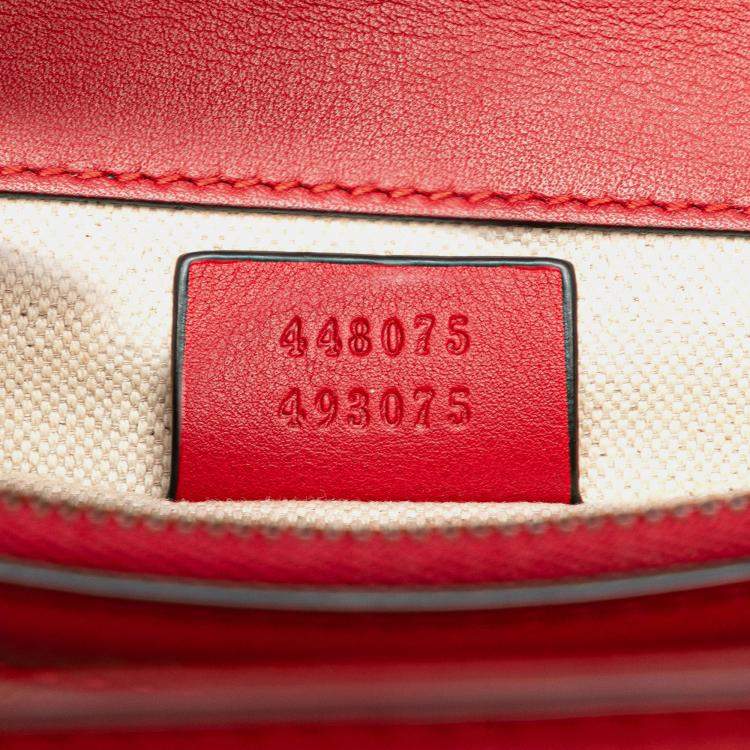 Pre Owned Gucci Navy Blue Red Medium Leather Bamboo Dionysus Web Satchel