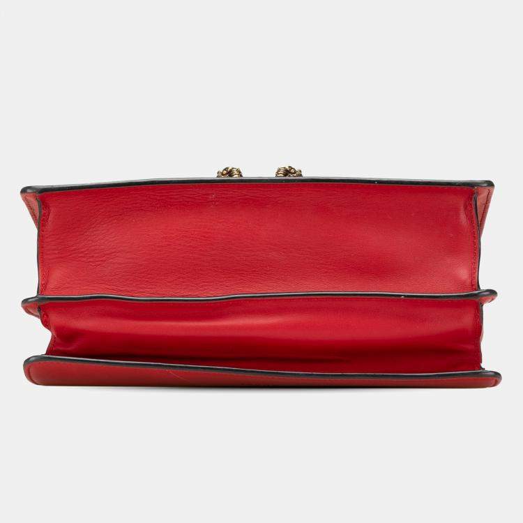 Pre Owned Gucci Navy Blue Red Medium Leather Bamboo Dionysus Web Satchel