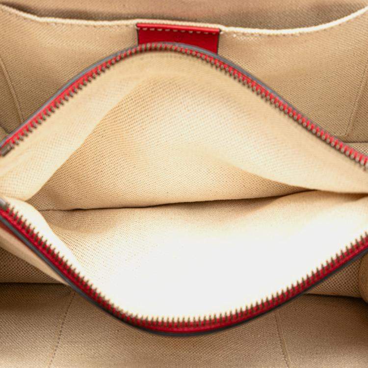 Pre Owned Gucci Navy Blue Red Medium Leather Bamboo Dionysus Web Satchel
