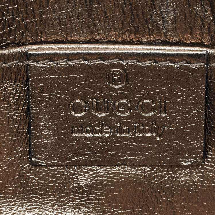 Pre Owned Gucci Metallic Leather Bamboo Tassel Pouch