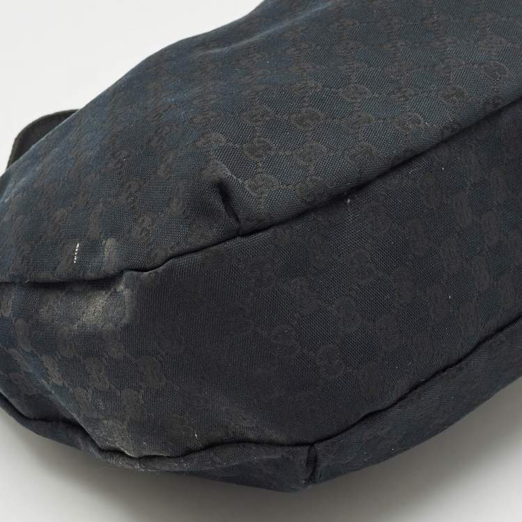 Pre Owned Gucci Black GG Canvas Medium New Ladies Web Hobo