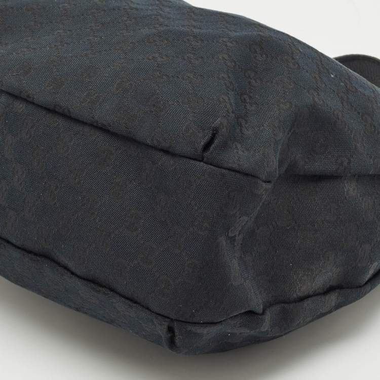 Pre Owned Gucci Black GG Canvas Medium New Ladies Web Hobo