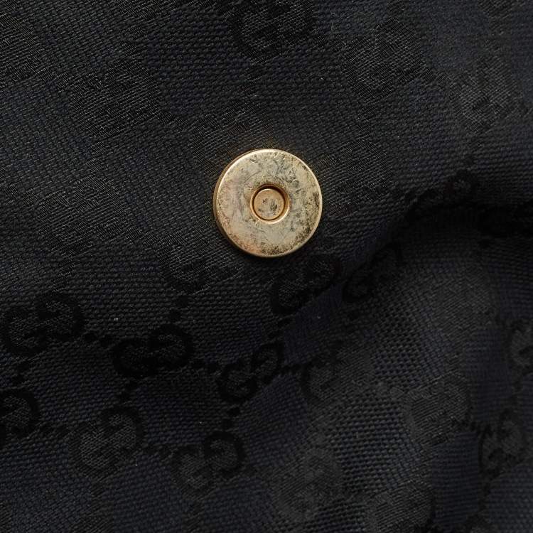 Pre Owned Gucci Black GG Canvas Medium New Ladies Web Hobo