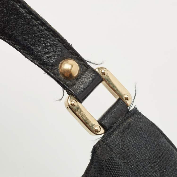 Pre Owned Gucci Black GG Canvas Medium New Ladies Web Hobo