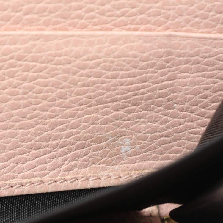 Pre Owned Gucci Pink Leather Marmont Zip Around Continental Wallet