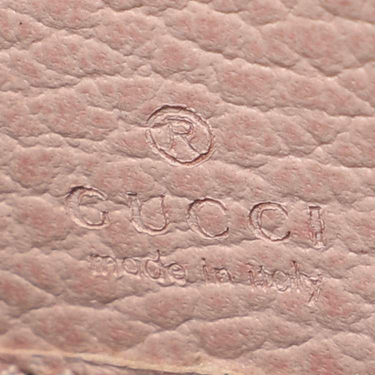 Pre Owned Gucci Pink Leather Marmont Zip Around Continental Wallet