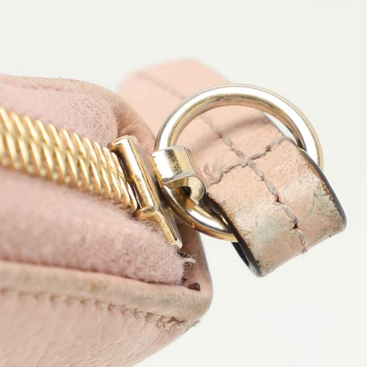 Pre Owned Gucci Pink Leather Marmont Zip Around Continental Wallet