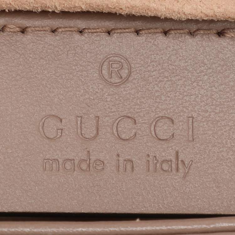 Pre Owned Gucci Beige Matelasse Leather Mini GG Marmont Top Handle Bag