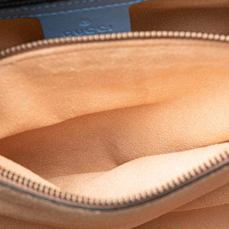 Pre Owned Gucci Blue Leather GG Marmont Matelasse Small Satchel