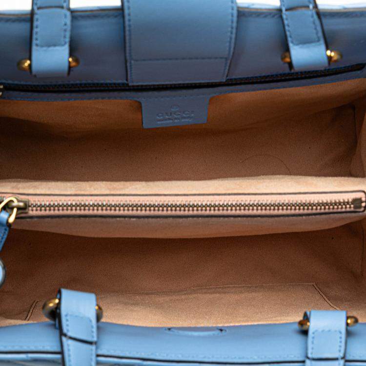 Pre Owned Gucci Blue Leather GG Marmont Matelasse Small Satchel