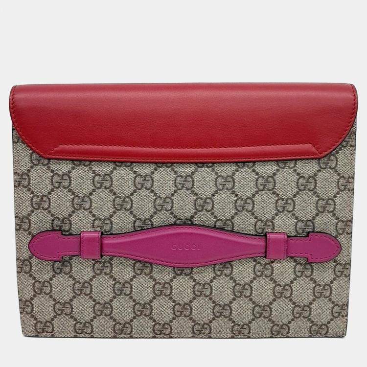 مملوكة مسبقًا Gucci Beige Red Leather and PVC Clutch