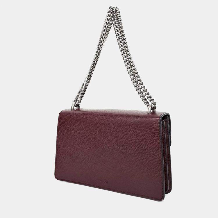 Pre Owned Gucci Burgundy Leather Dionysus Chain Shoulder Bag