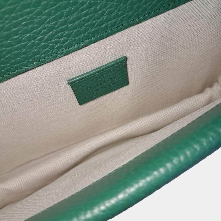 Pre Owned Gucci Green Leather Dionysus Chain Shoulder Bag