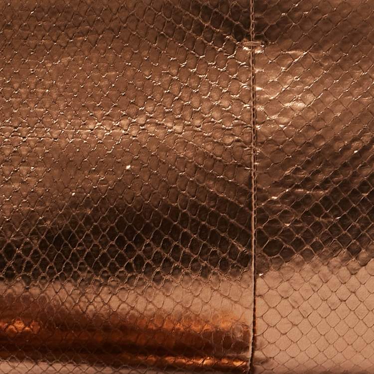 Pre Owned Gucci Bronze Python Nouveau Fringe Clutch
