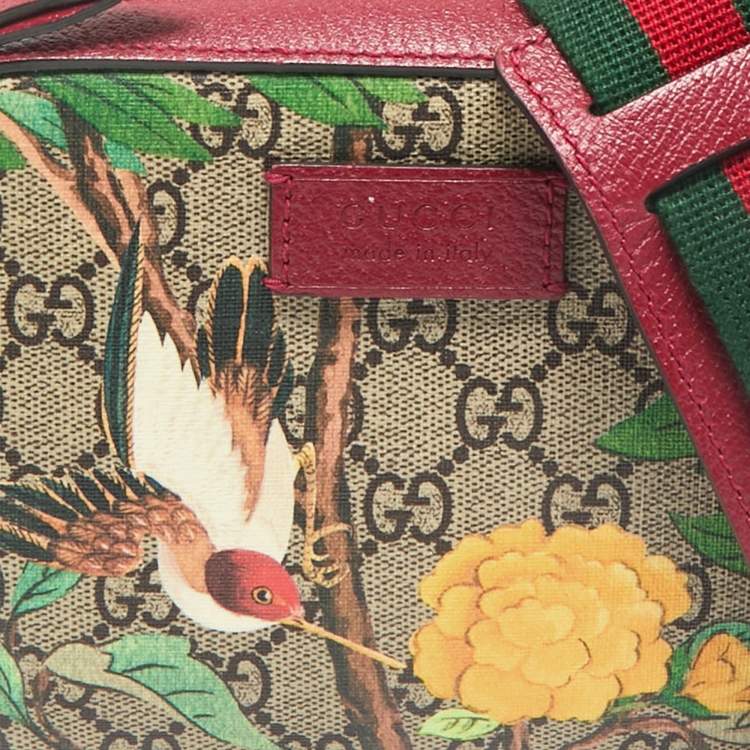Pre Owned Gucci Red/Beige GG Supreme Canvas and Leather Tian Camera Crossbody Bag