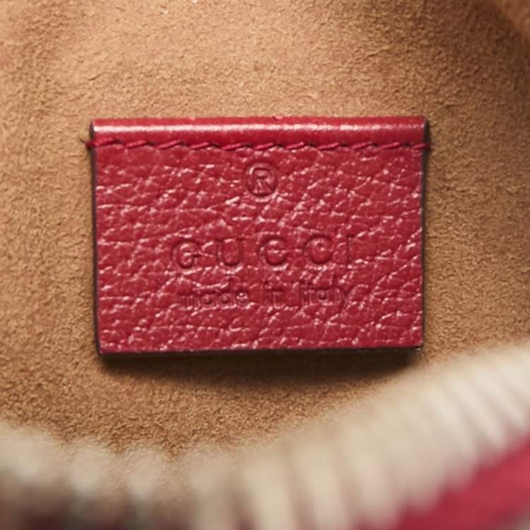 Pre Owned Gucci Red/Beige GG Supreme Canvas and Leather Tian Camera Crossbody Bag