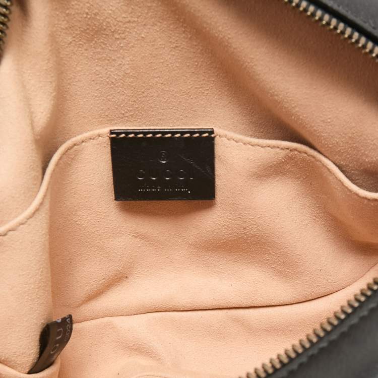 Pre Owned Gucci Black Matelassé Leather GG Marmont Belt Bag