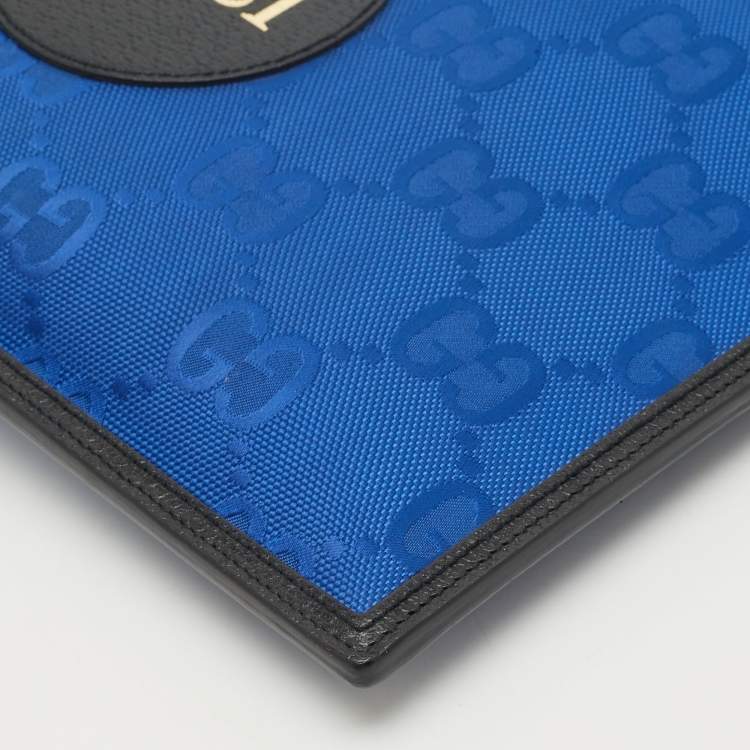 Pre Owned Gucci Blue/Black GG Nylon and Leather Off The Grid Clutch